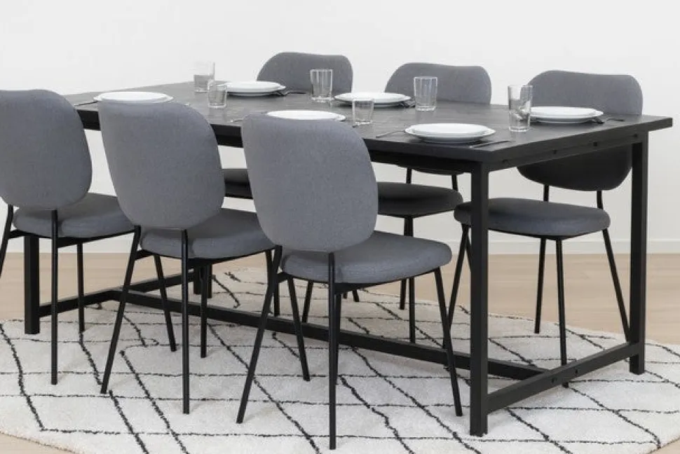 ACAZIA IRON STEEL KOT-61B RUOKAPÖYTÄ 200x100 CM METALLIJALOILLA MUSTA/MUSTA
