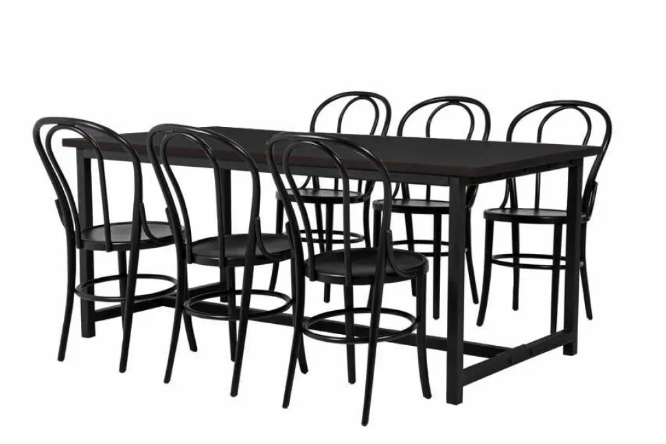 ACAZIA KOT-61 IRON RUOKAPÖYTÄ 200 X 100 CM + 6 WIENILÄISTUOLIA