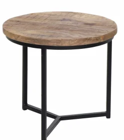ACAZIA STEEL KOT-52 SIVUPÖYTÄ PYÖREÄ 50 CM MUSTA/NATUR