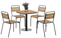 Cafe terassipöytä + 4 Cafe terassituolia ilman käsinojia