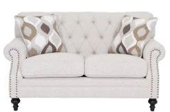 Chesterfield 2-istuttava sohva beige kangas