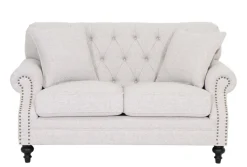 Chesterfield 2-istuttava sohva beige kangas