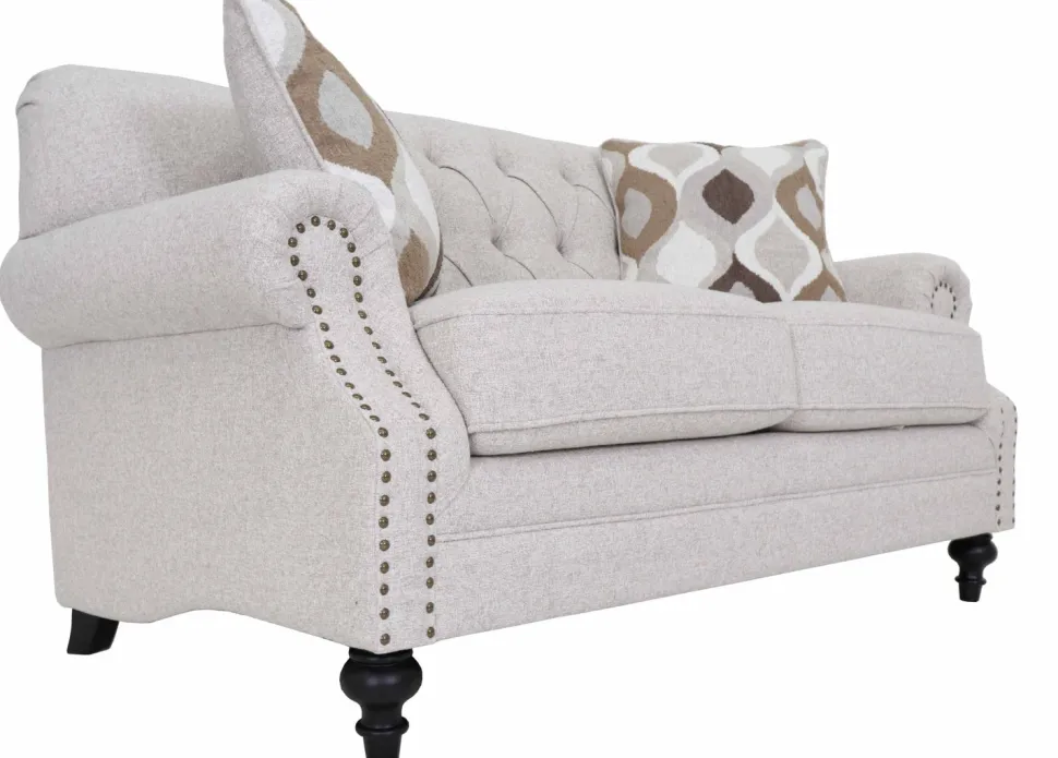 Chesterfield 2-istuttava sohva beige kangas