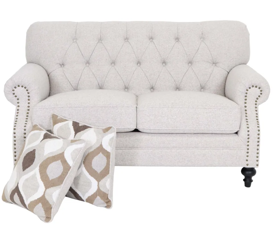 Chesterfield 2-istuttava sohva beige kangas