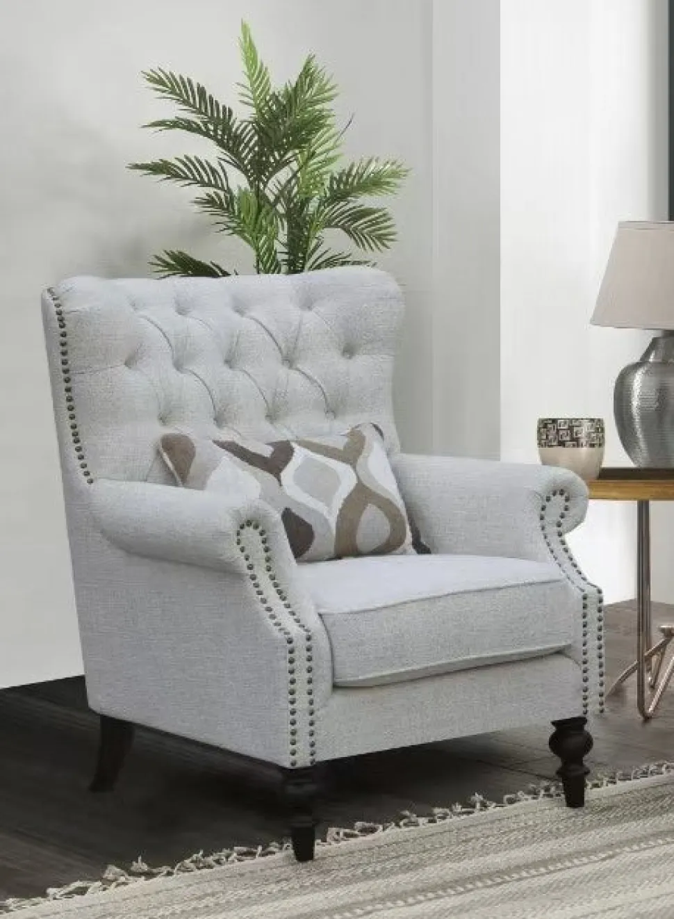 Chesterfield nojatuoli harmaa kangas