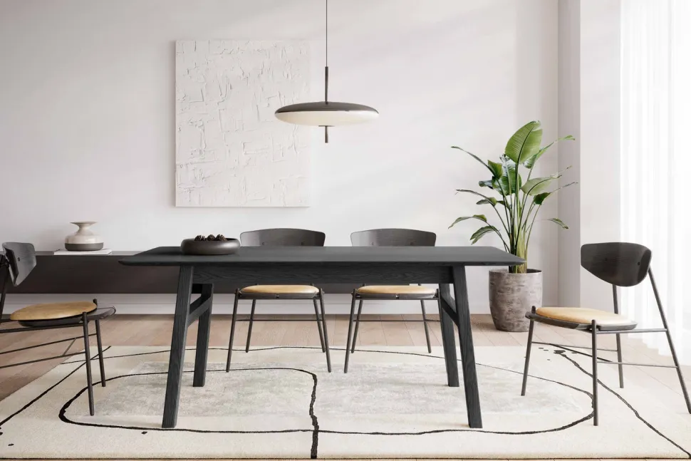 Curved jatkettava tammi ruokapöytä