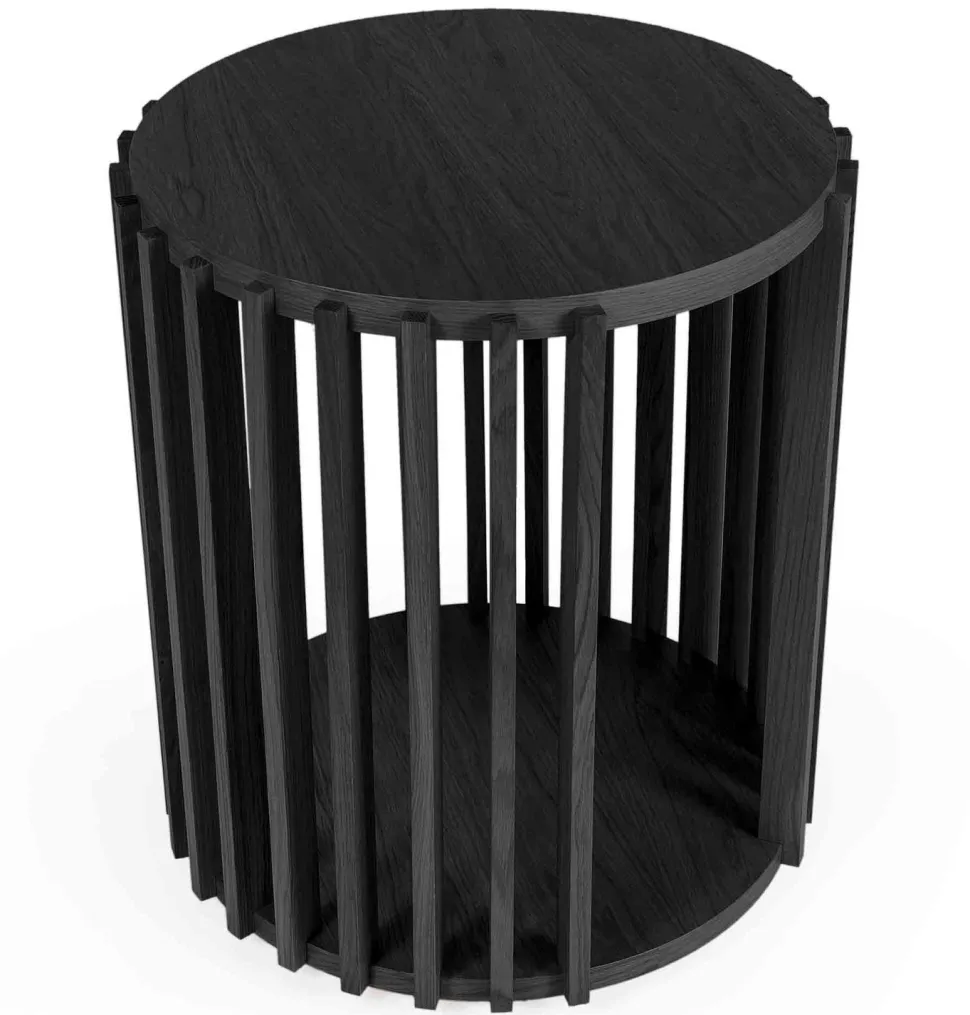 Drum pyöreä tammi sivupöytä 53 cm mustana