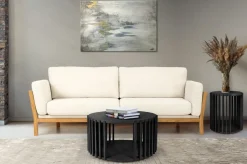 Drum pyöreä tammi sohvapöytä 83 cm mustana