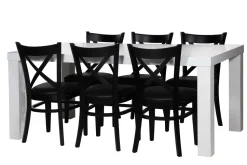 FIESTA 180X100 CM RUOKAPÖYTÄ + 6 CROSSA TUOLIA ISTUINPEHMUSTEELLA