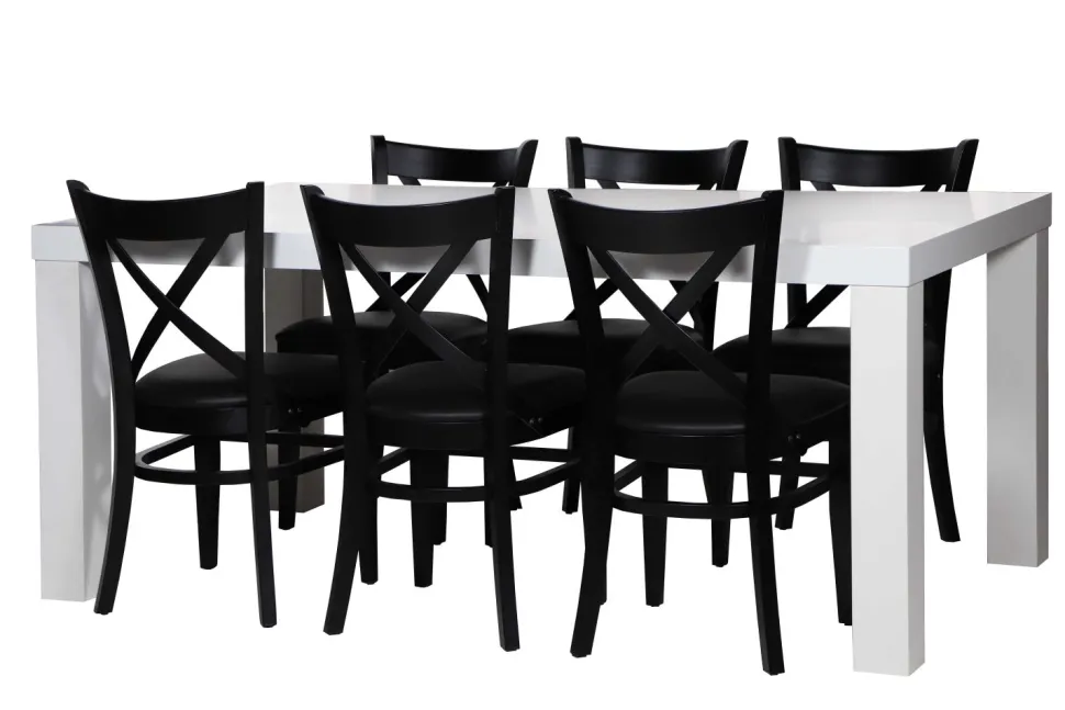 FIESTA 180X100 CM RUOKAPÖYTÄ + 6 CROSSA TUOLIA ISTUINPEHMUSTEELLA