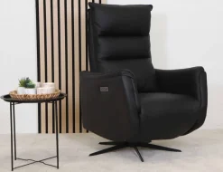 GENESIS NAHKAINEN RECLINER TUOLI SÄHKÖSÄÄDÖILLÄ MUSTA NAHKA