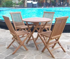 GOLDEN-TEAK PÖYTÄ 80 CM + 4 TUOLIA