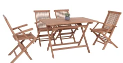 GOLDEN-TEAK PÖYTÄ 120x70 CM + 4 TUOLIA KÄSINOJILLA