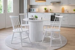JANETTE 90 CM PYÖREÄ RUOKAPÖYTÄ + 4 ARMI PINNATUOLIA