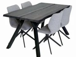 LANA 150 CM LANKKUPÖYTÄ + 4 PYÖRIVÄÄ NORDHAM TUOLIA KANGASVERHOILTUNA