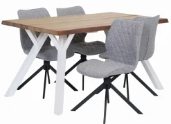 LANA 150 CM LANKKUPÖYTÄ + 4 PYÖRIVÄÄ NORDHAM TUOLIA KANGASVERHOILTUNA