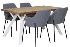 LANA LANKKUPÖYTÄ 150 CM PUUJALOILLA + 4 HAMMOND TUOLIA