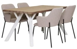 LANA LANKKUPÖYTÄ 150 CM PUUJALOILLA + 4 HAMMOND TUOLIA
