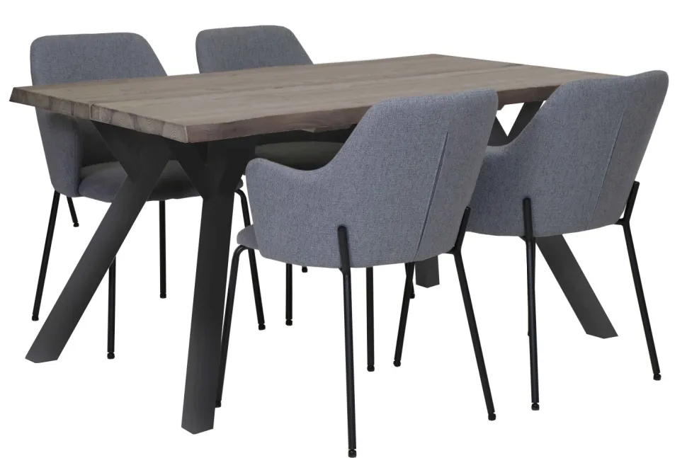 LANA LANKKUPÖYTÄ 150 CM PUUJALOILLA + 4 HAMMOND TUOLIA