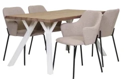 LANA LANKKUPÖYTÄ 150 CM PUUJALOILLA + 4 HAMMOND TUOLIA