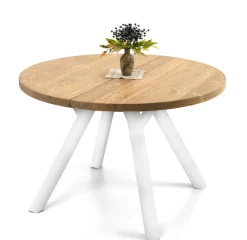 LANA PYÖREÄ PÖYTÄ + 4 SIERRA ROTTINKITUOLIA ISTUINPEHMUSTEILLA