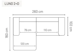 LUND DIVAANISOHVA 260 CM
