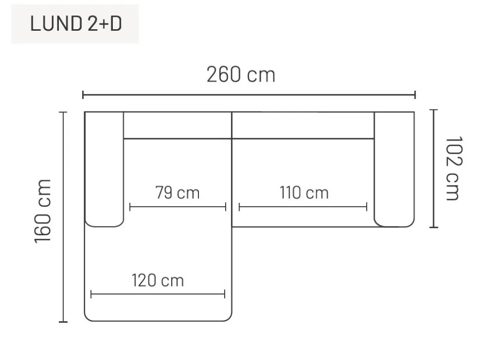 LUND DIVAANISOHVA 260 CM