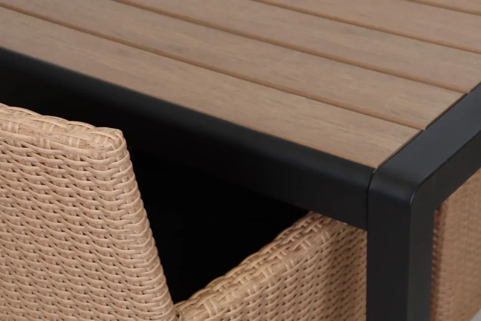 MILANO ARTWOOD PÖYTÄ + 6 LARGO POLYROTTINKI TUOLIA LUONNONVÄRI