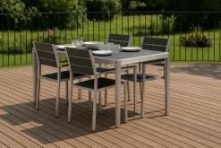 MILANO ARTWOOD PÖYTÄ + 4 MILANO TUOLIA HARMAA/ALUMIINI