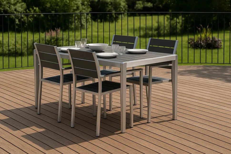 MILANO ARTWOOD PÖYTÄ + 4 MILANO TUOLIA HARMAA/ALUMIINI