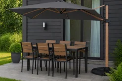 MILANO ARTWOOD PÖYTÄ + 6 MILANO TUOLIA MUSTA/LUONNONVÄRI