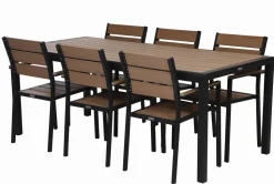 MILANO ARTWOOD PÖYTÄ + 6 MILANO TUOLIA MUSTA/LUONNONVÄRI