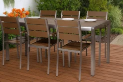 MILANO ARTWOOD PÖYTÄ + 6 MILANO TUOLIA RUSKEA/ALUMIINI