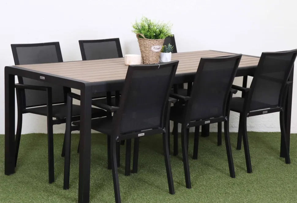 MILANO ARTWOOD PÖYTÄ + 6 QUATTRO TEXTILENE TUOLIA