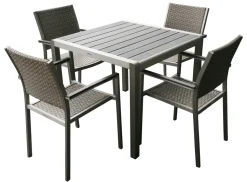 MILANO ARTWOOD PÖYTÄ 90x90cm + 4 MILO POLYROTTINKI TUOLIA