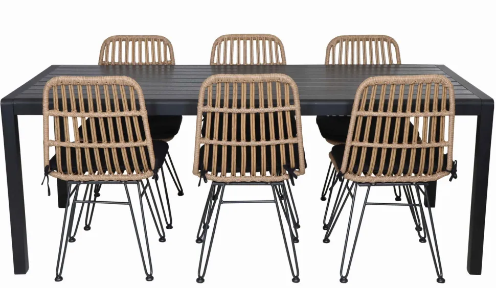 MILANO 200CM ARTWOOD PÖYTÄ + 6 LINNEA POLYROTTINKITUOLIA