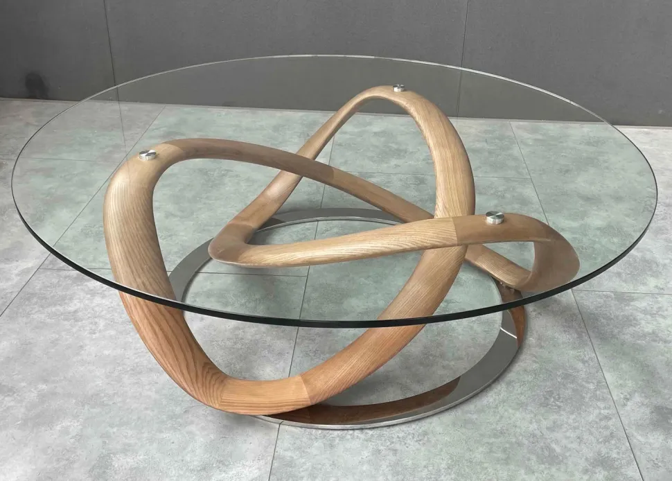 MILLENIUM PYÖREÄ DESIGN SOHVAPÖYTÄ LASIKANNELLA