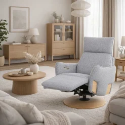 NEBRASKA RECLINER TUOLI SÄHKÖSÄÄDÖILLÄ HARMAA KANGAS