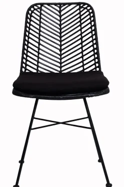 New york kalanruotokuvioitu rottinkituoli istuinpehmusteella, musta