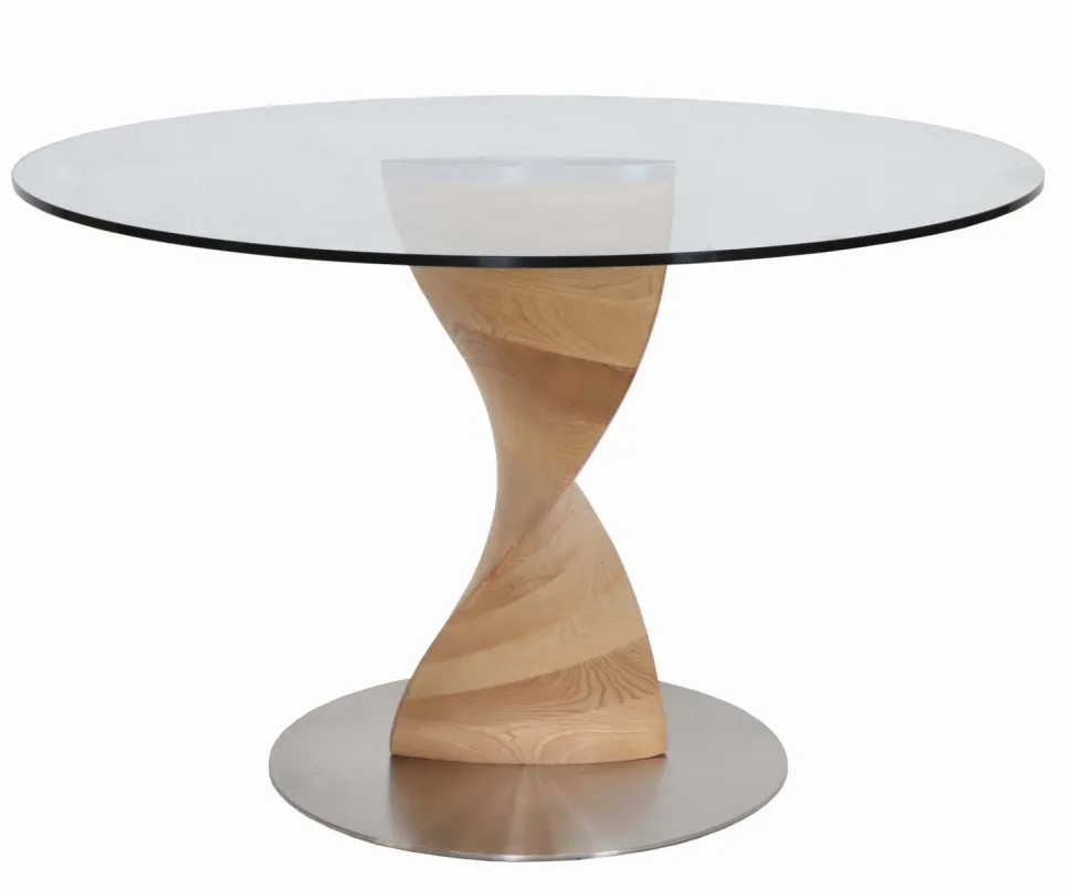 ORIENT PYÖREÄ 120 CM DESIGN RUOKAPÖYTÄ LASIKANNELLA + 4 OREGON PU-NAHKALLA VERHOILTUNA