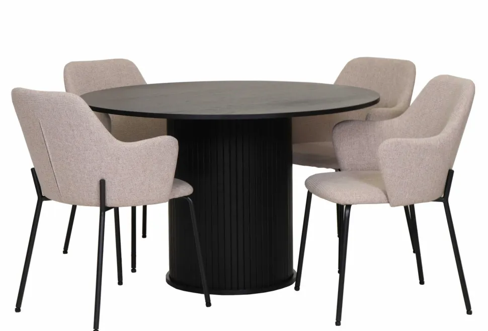 RIBBON PYÖREÄ TAMMI RUOKAPÖYTÄ 120 CM + 4 HAMMOND TUOLIA
