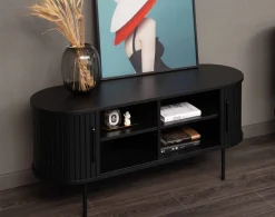 Ribbon tv-taso liukuovilla 120 cm musta tammi