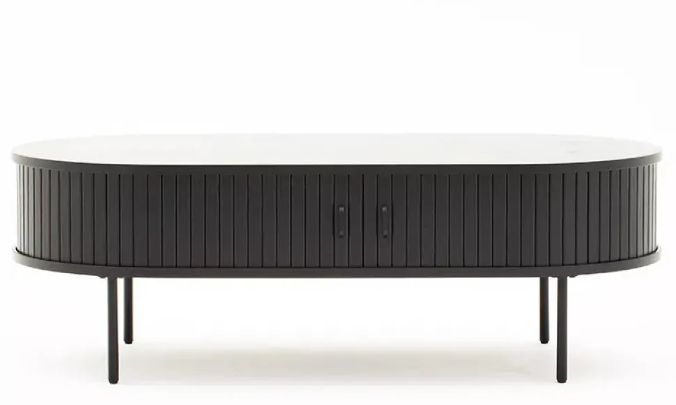 Ribbon 120x60 cm sohvapöytä liukuovilla musta tammi