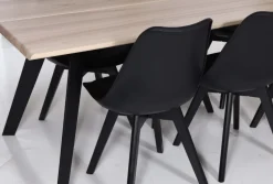 SAARNI 200CM LANKKUPÖYTÄ MUSTILLA METALLIJALOILLA + 6 RONALDO KUPPITUOLIA MUSTANA