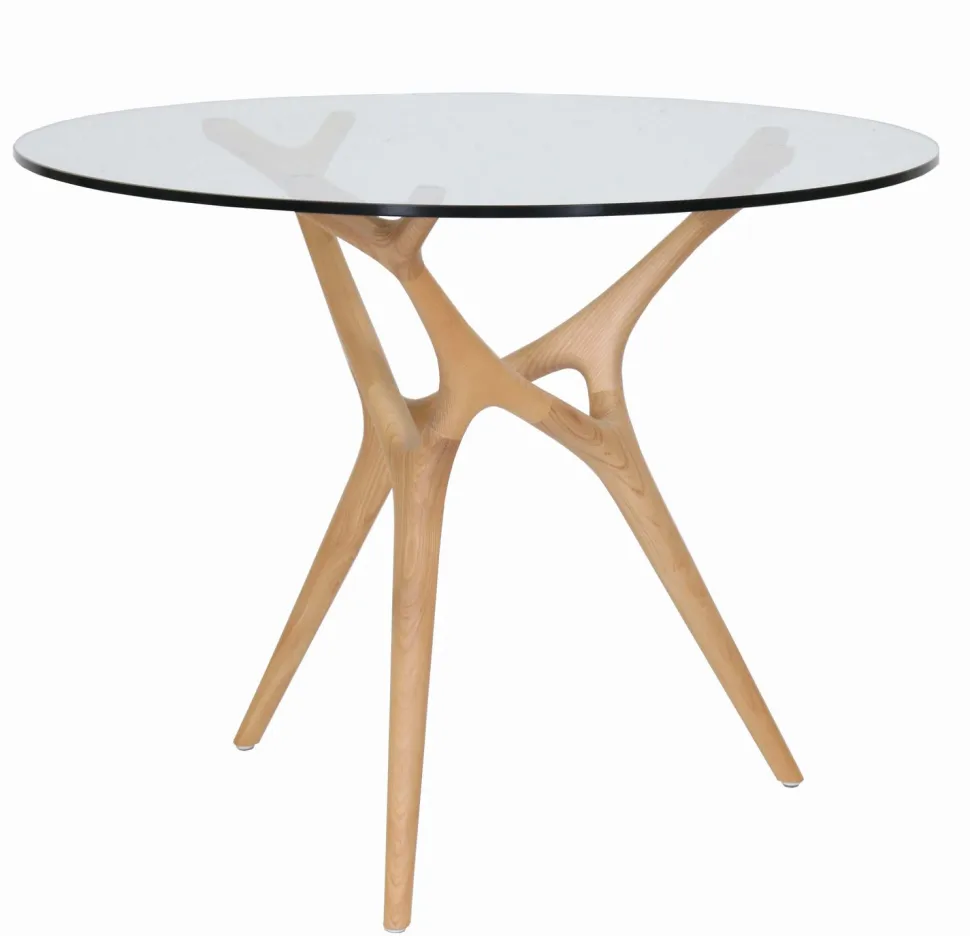 SALVADOR PYÖREÄ 100 CM DESIGN RUOKAPÖYTÄ LASIKANNELLA + 4 OREGON TUOLIA PU-NAHKA VERHOILTUNA