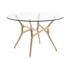 SANTIAGO PYÖREÄ 120 CM DESIGN RUOKAPÖYTÄ LASIKANNELLA