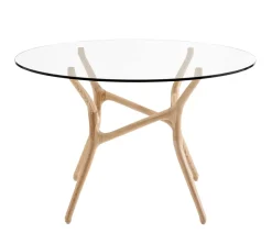 SANTIAGO PYÖREÄ 120 CM DESIGN RUOKAPÖYTÄ LASIKANNELLA