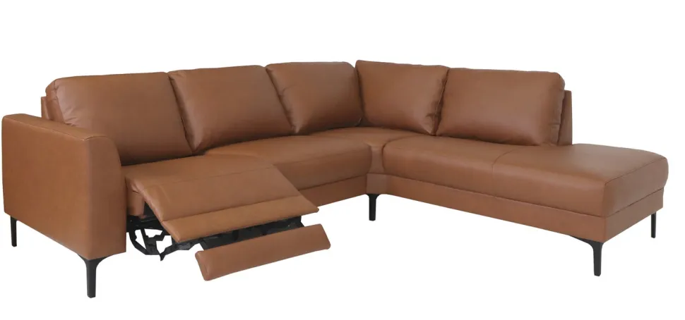 SKANDIA 2612 NAHKA RECLINER KULMADIVAANI 248x210 CM SÄHKÖISELLÄ MEKANISMILLA JA NISKATUELLA