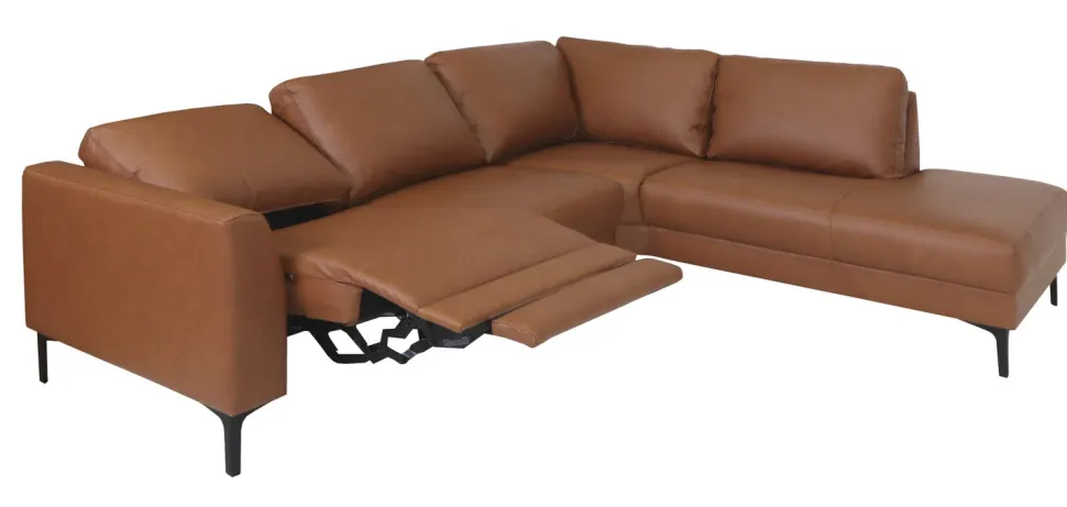 SKANDIA 2612 NAHKA RECLINER KULMADIVAANI 248x210 CM SÄHKÖISELLÄ MEKANISMILLA JA NISKATUELLA