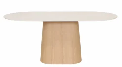 Travertine 180cm ovaali ruokapöytä kivikannella + 6 Vienna tammituolia